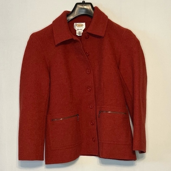 Talbots Womens Sz M Coat Jacket Rust Alpaca Wool Blend Button Front Pockets. - Picture 3 of 8